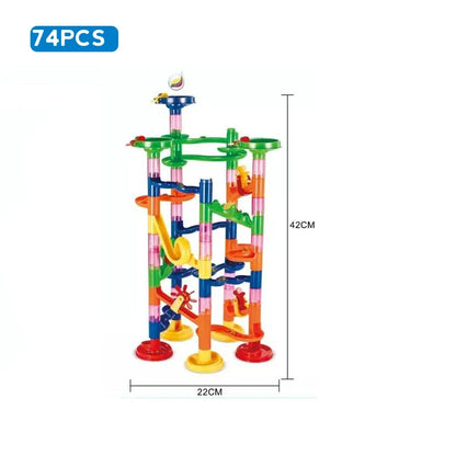 DIY Marble Run Race Track Set - 3D Maze Ball Roller Building Blocks Toy for Kids Creative STEM Play