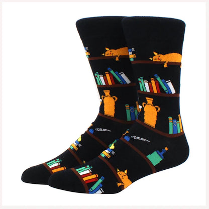 Funny Cartoon Fashion Cotton Socks – Hip Hop Skateboard Style Socks for Men & Women, Beer, Pizza, Astronaut & Pineapple Print Casual Wear Socks