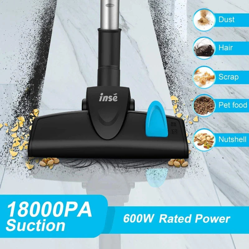 INSE I5 Corded Vacuum Cleaner – 18Kpa Suction, 600W Motor, Stick & Handheld for Home, Pet Hair, and Hard Floors