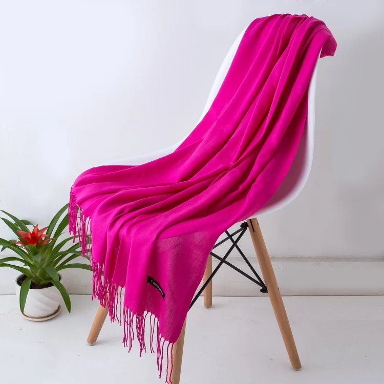 Desgine Solid Cashmere Scarf – Warm Autumn Winter Shawl Wrap with Tassels, Unisex Pashmina for Women and Men 2024