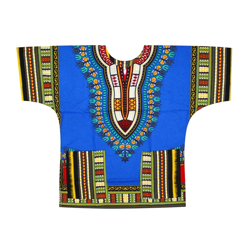 African Dashiki Cotton T-Shirt - Traditional Printed Unisex Fashion Top with Vibrant Ethnic Style Design
