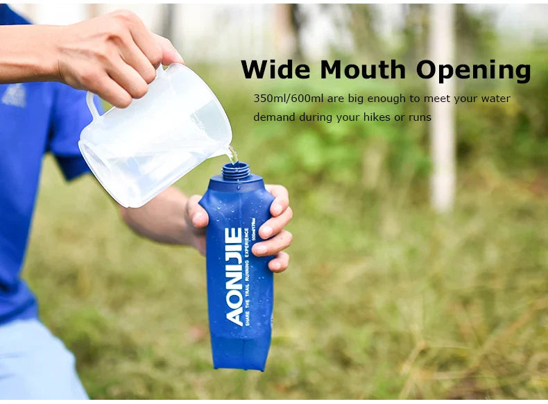 AONIJIE Soft Flask Water Bottle — 250ml/500ml Folding, Collapsible, TPU BPA-Free for Running Hydration Packs, Waist Bags & Vests (SD09/SD10)