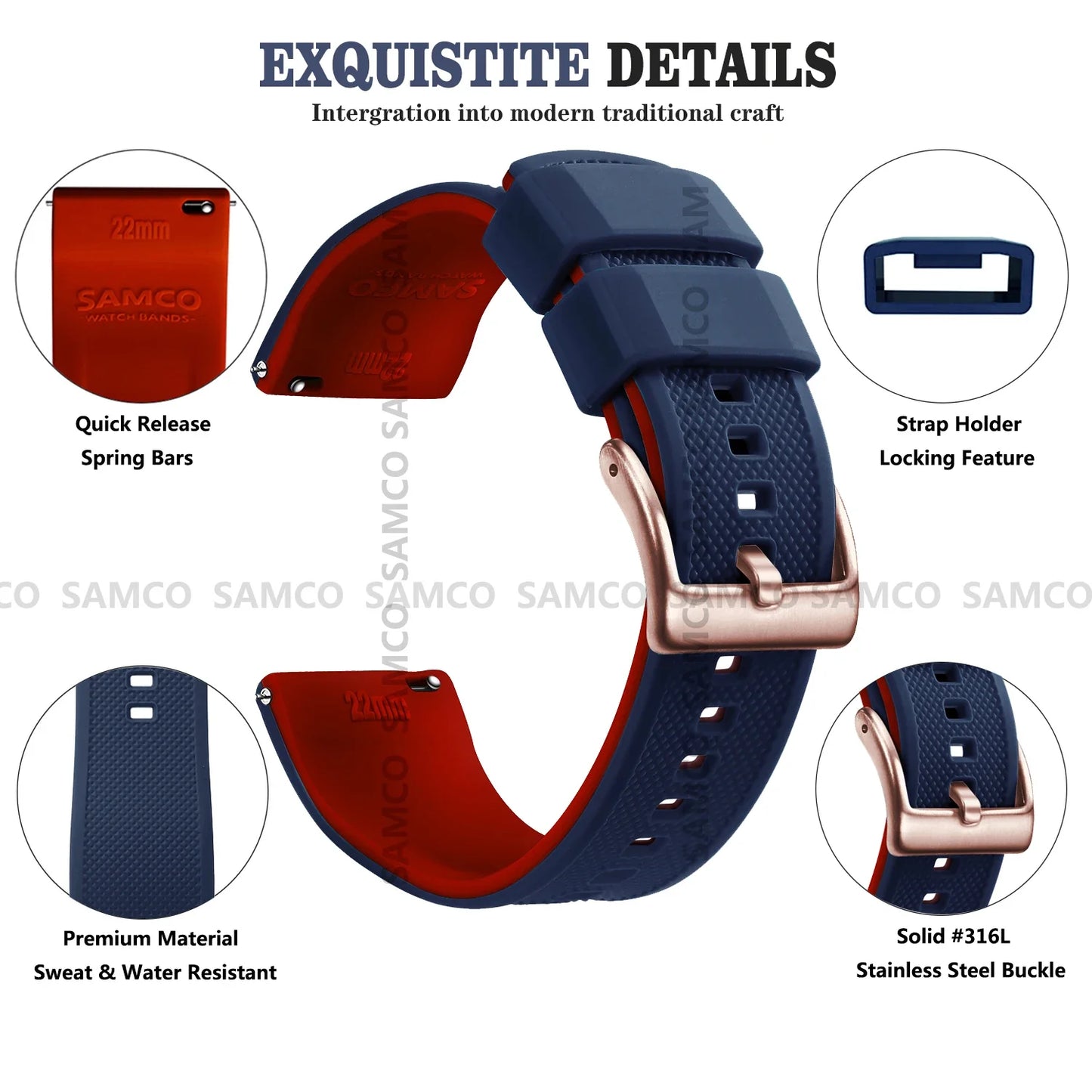 Premium Silicone Watch Band - Quick Release Rubber Replacement Strap for 18mm 20mm 22mm Watches