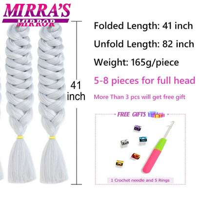 41" Jumbo Braiding Hair Extensions – Purple, Pink & Blue Ombre Synthetic Hair for Box Braids, Wholesale Support