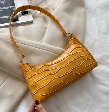 Fashion PU Leather Alligator Pattern Bag for Women – Small Armpit Handbag, Underarm Messenger Purse