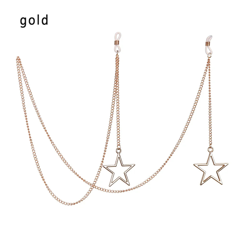 Women Pearl Star Eyeglass Chain - Fashion Beaded Sunglasses Holder Neck Strap For Reading Glasses