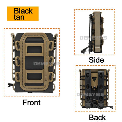 5.56mm & 7.62mm Tactical Fast Mag Pouch - MOLLE Belt Clip Soft Shell Rifle & 9mm Magazine Carrier