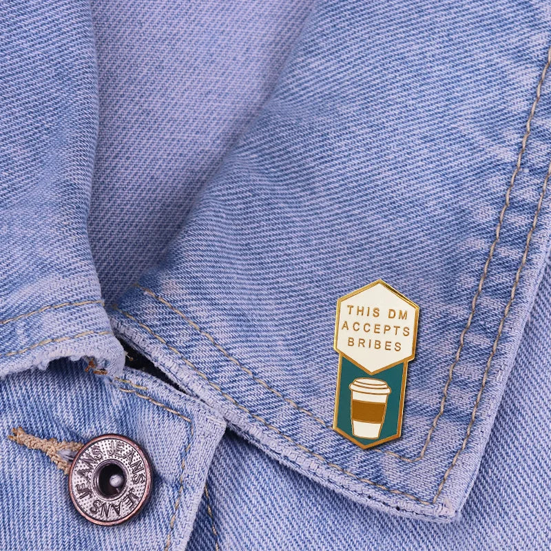 DND Dungeon Master Brooch - Coffee Lapel Pin for Tabletop Gamer Fans & Collectors