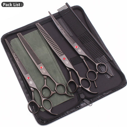 8-inch Purple Dragon Japan 440C Dog Grooming Scissors – Curved Chunker & Thinning Shears with Case (Model Z3015)