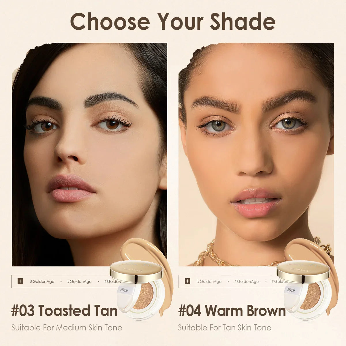 FOCALLURE Air Cushion BB Cream – Poreless, Waterproof, Long-Lasting Matte Foundation & Brightening Concealer with Puff