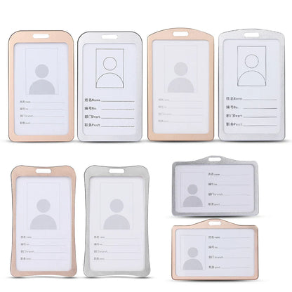 Aluminum Alloy ID Badge Holder - Vertical Business Card Case with Lanyard for Work and Name Cards