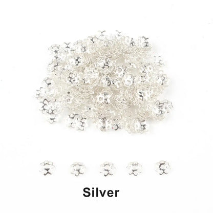 500Pcs Hollow Flower Filigree Bead Caps - 6mm Metal Spacer Beads for DIY Earrings, Jewelry Making & Craft Supplies