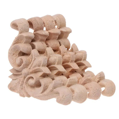 4pcs Wood Carved Corner Applique - Unpainted Furniture Cabinet Frame Decorative Onlay 12x12cm