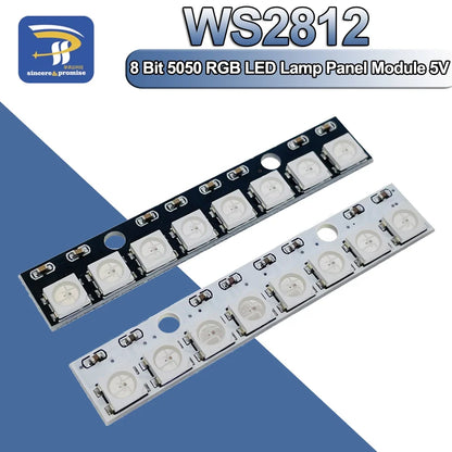 8-Bit WS2812B RGB LED Lamp Panel Module - 5V 5050 Full-Color Rainbow Lights for Arduino Projects