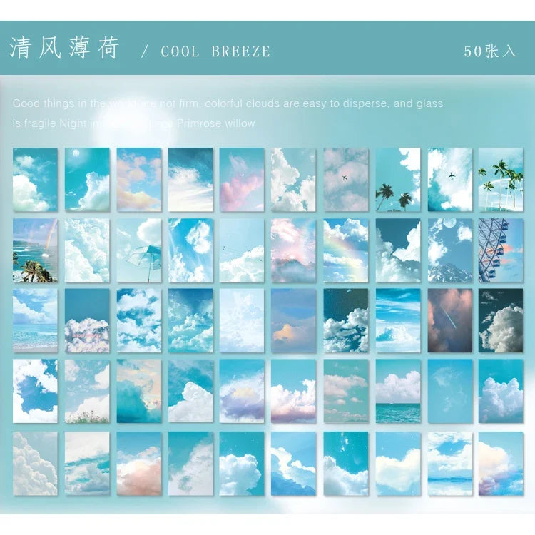 Yoofun 50 Sheets Aesthetic Sticker Book - Natural Scenery Art Painting Stickers for Scrapbooking Planner Journaling