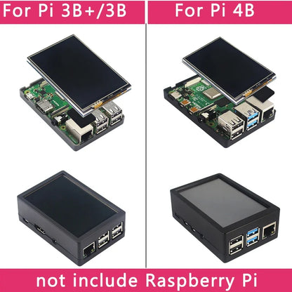 Raspberry Pi 3.5" Touch Screen LCD Display - 480×320 TFT with Optional Case & Cooling Fan for Pi 4B/3B+/3B