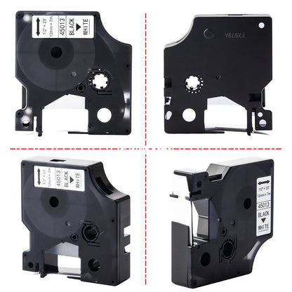 12mm Black on White Label Tape Cartridge Compatible with Dymo LabelManager 160 & 280