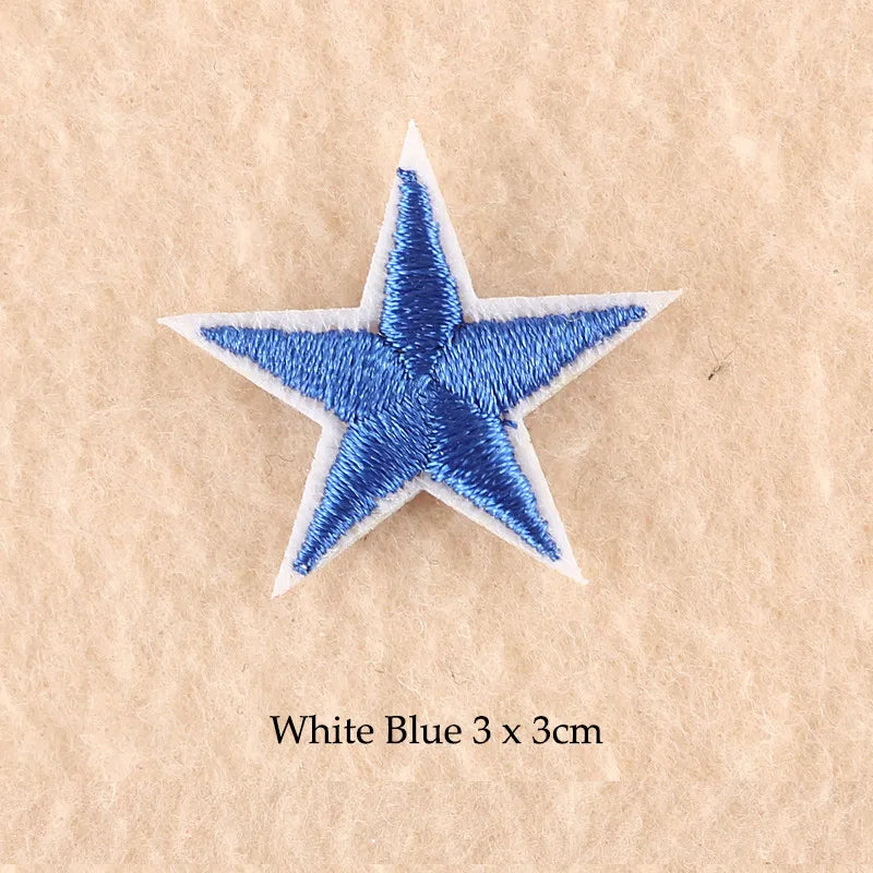 Stars Embroidered Iron-On Patches – Gold, Silver & Colorful Appliqué Stickers for Clothing, Jackets, Bags & DIY Craft Decoration
