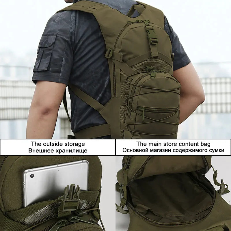 15L Molle Tactical Backpack - Outdoor Sports Bicycle Bag for Cycling, Climbing, Hiking, Camping, Fishing, Hydration