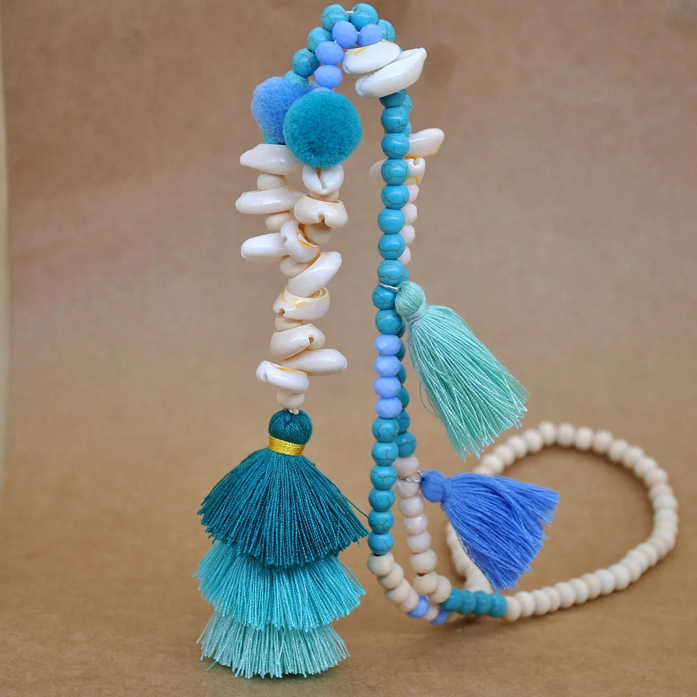 Wooden Bead Tassel Long Necklace - Bohemian Summer Beach Sweater Chain for Women | Mother's Day Gift