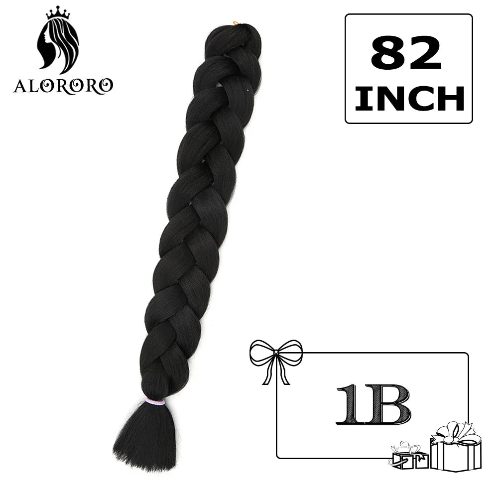 82-Inch Synthetic Braiding Hair Extensions – Jumbo Crochet Box Twist Braids in Green, Red, Pink & Yellow, Pure Color Wholesale