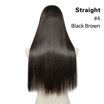 Synthetic U-Part Clip-in Hair Extensions – Long, Straight, Thick Blonde Hairpieces (16, 20, 24 Inch)