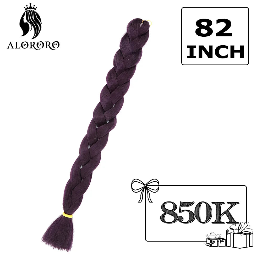 82-Inch Synthetic Braiding Hair Extensions – Jumbo Crochet Box Twist Braids in Green, Red, Pink & Yellow, Pure Color Wholesale