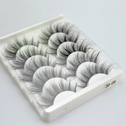 QSTY 5 Pairs 3D Mink False Eyelashes – Natural Long Dramatic Volume Black Lash Extensions