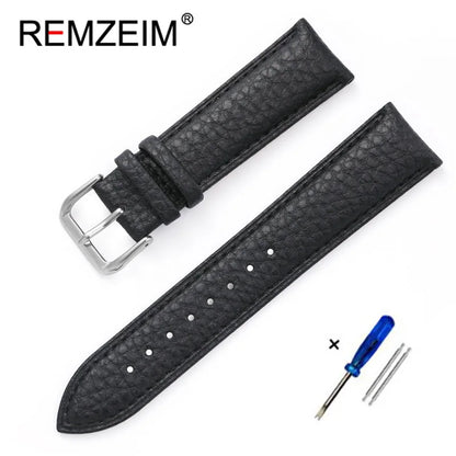 Genuine Calfskin Leather Watch Strap – Men's & Women's Band Accessories, 12mm-22mm, Green, Blue, Red