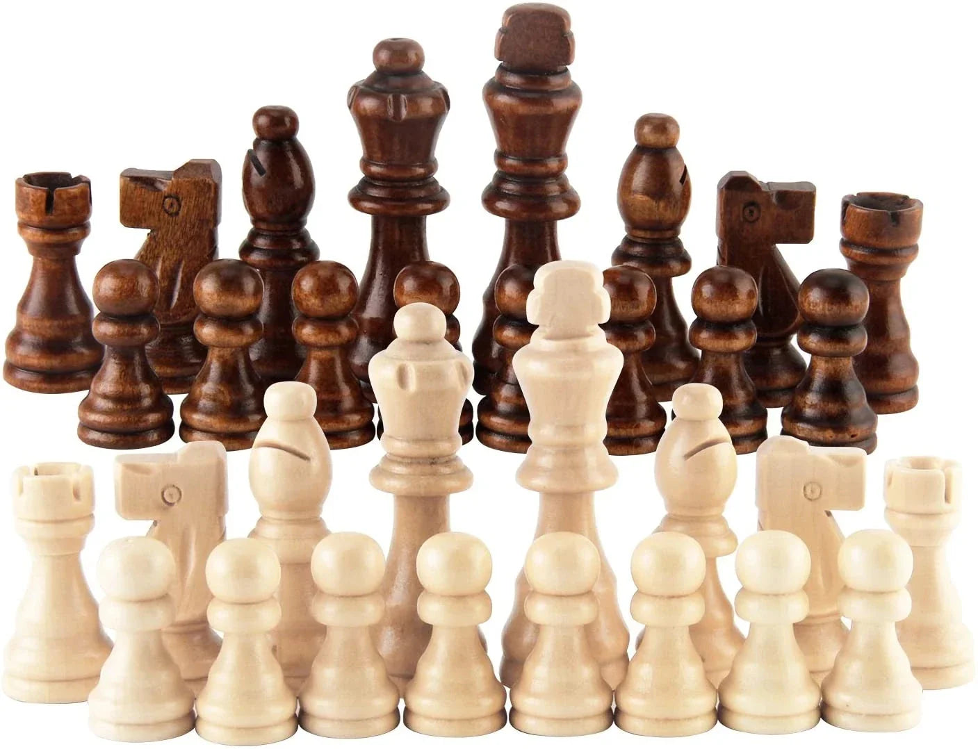 32-Piece Wooden Chess Set: Standard Staunton Wood Chessmen with 8cm King Height - Pieces Only, Board Not Included
