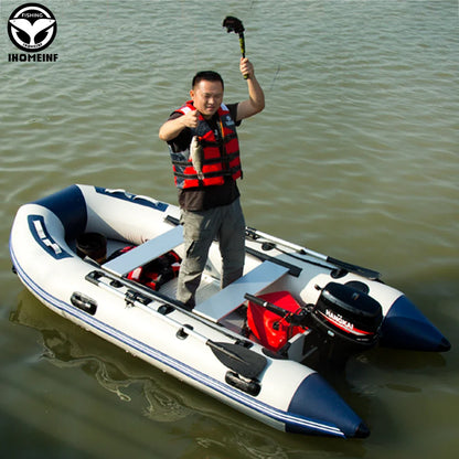 5-6 Person Inflatable Assault Boat – 3.8m PVC Fishing Rowing Boat with Aluminum Floor & Speed Raft Accessories