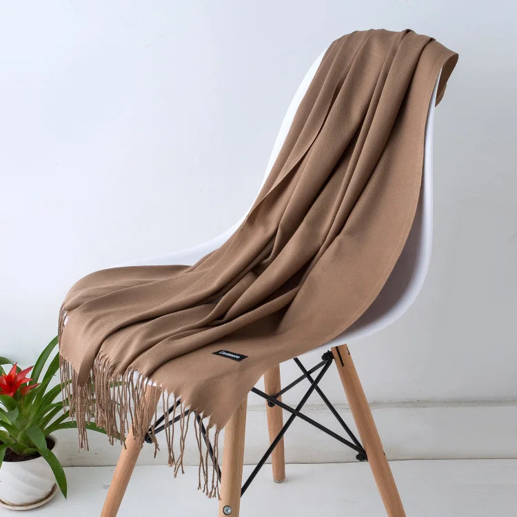 Desgine Solid Cashmere Scarf – Warm Autumn Winter Shawl Wrap with Tassels, Unisex Pashmina for Women and Men 2024