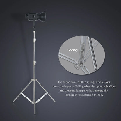 290cm Air Pressure Tripod - 10kg Bearing Stainless Steel Light Stand for Camera, Ring Light, Live Streaming & Photography