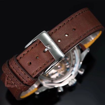 Sugess Men’s Chronograph Mechanical Watch — Tianjin ST19 Swanneck Movement, Sapphire Crystal Pilot Wristwatch, V2 Gift Edition