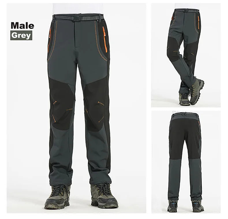 LNGXO Men’s Fleece Hiking Pants – Thick Warm Winter Waterproof & Windproof Soft Shell Ski, Trekking, and Camping Trousers