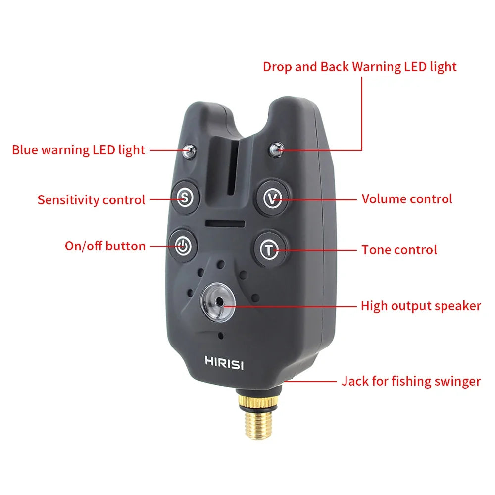 Carp Fishing Bite Alarm B1101 - Adjustable Volume, Tone & Sensitivity LED Indicator Fishing Accessory
