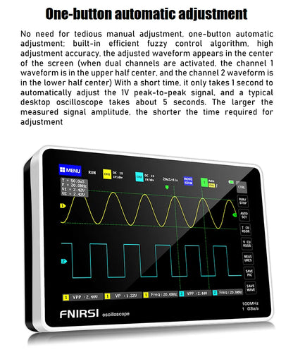 FNIRSI-1013D Digital Tablet Oscilloscope – Dual Channel, 100MHz Bandwidth, 1GS/s Sampling Rate, 7-Inch Mini Scope