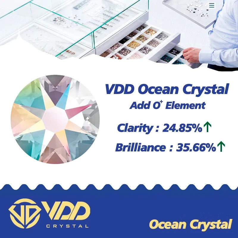 VDD AAAAA Crystal Flatback Rhinestones - SS16-SS30 16-Cut Gems for DIY Crafts & Nail Art Decoration