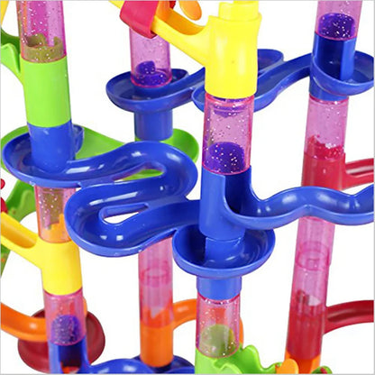 DIY Marble Run Race Track Set - 3D Maze Ball Roller Building Blocks Toy for Kids Creative STEM Play