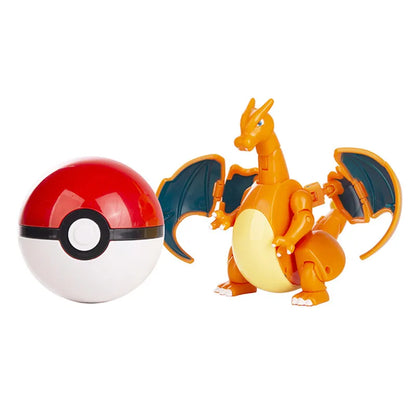 Genuine Pokémon Action Figures Set with Original Box – Pikachu, Charizard, Greninja, Pokéball Deformation Model Toys Gift