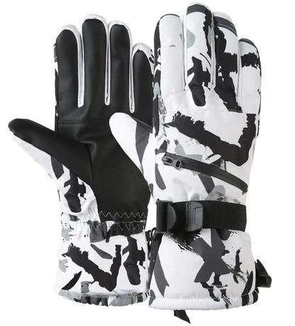 Winter Ski and Snowboard Gloves – Waterproof PU Leather, Non-Slip Touch Screen, Fleece Warmth for Motorcycle and Cycling