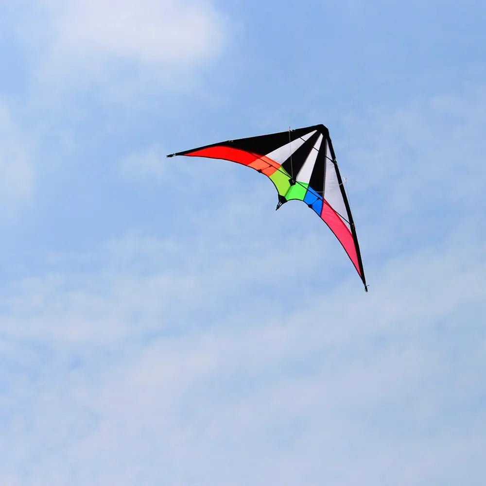 48-Inch Rainbow Dual Line Stunt Kite - Professional Flying Kite with Handles and Lines