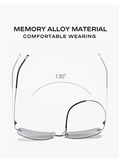 CAPONI Square Photochromic Polarized Sunglasses for Men - Rimless, Classic Design, UV400 Protection Eyewear (BS7467)