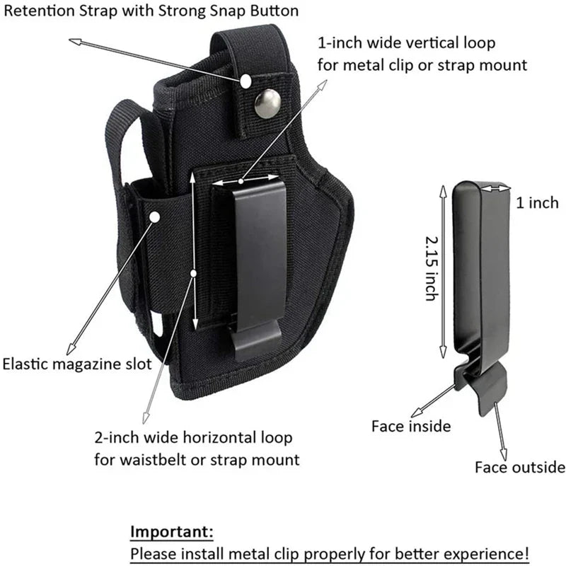 Tactical Ambidextrous Gun Holster - IWB & OWB Concealed Carry Holster with Magazine Pouch