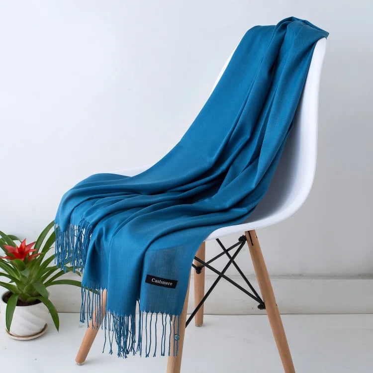 Desgine Solid Cashmere Scarf – Warm Autumn Winter Shawl Wrap with Tassels, Unisex Pashmina for Women and Men 2024