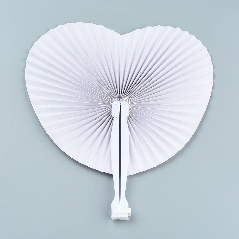 20/30PCS Personalized White Wedding Heart Paper Fans – Custom Logo Party Souvenirs & Guest Gifts for Engagements & Baptisms