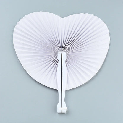20/30PCS Personalized White Wedding Heart Paper Fans – Custom Logo Party Souvenirs & Guest Gifts for Engagements & Baptisms