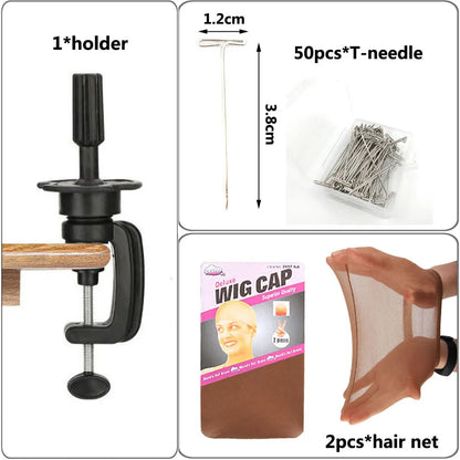 Canvas Wig Head Stand 21-24 Inch – Mannequin for Hairstyling, Wig Making & Display with Support Holder