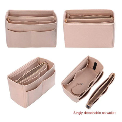 HHYUKIMI Brand Makeup Organizer Felt Insert Bag: Travel Inner Purse for Handbag - Portable Cosmetic Bags Fit Various Brands