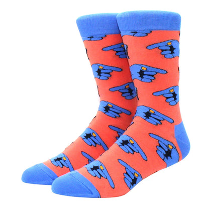 Men's Colorful Combed Cotton Jacquard Crew Socks - Striped Business Casual Dress Socks